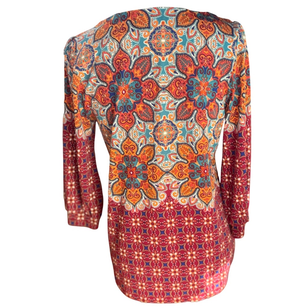 Faith & Joy Red Paisley Boho women’s top small - Picture 3 of 9
